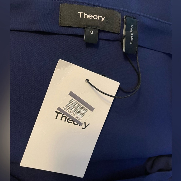 Theory Off Shoulder 100% Silk Navy Jumpsuit Small - Picture 5 of 13